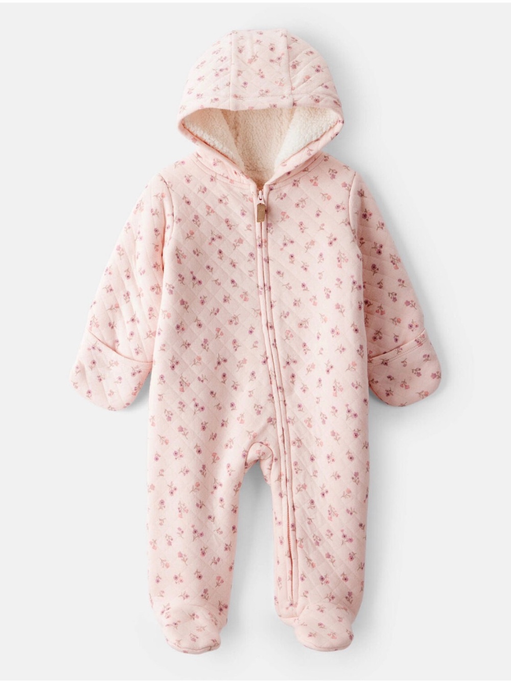 Carters Floral Sherpa-Lined Long-Sleeve Hooded Jumpsuit